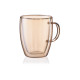 ARDESTO Double wall borosilicate glass mug set Golden Moon, 270 ml, 2 pcs, with handles (AR2627BGR)