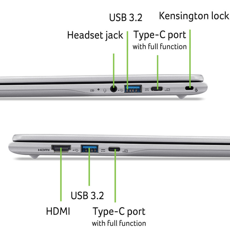 Acer Ноутбук Acer Chromebook CB315-6H 15" FHD IPS, Intel P N250, 8GB, F128GB, UMA, ChromeOS, сріблястий (NX.JGHEU.003)