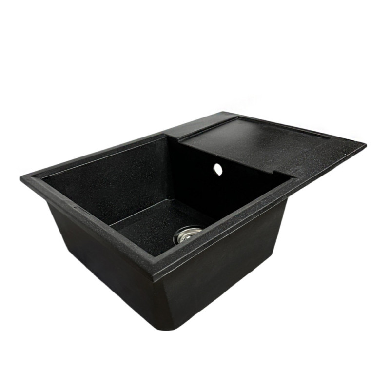 Adamant Набор кухонный Horizon Medium, искуственный камень, прямоуг., с крылом, 700х500х230мм, чаша - 1, врезная, черный + смеситель (4824296104403)