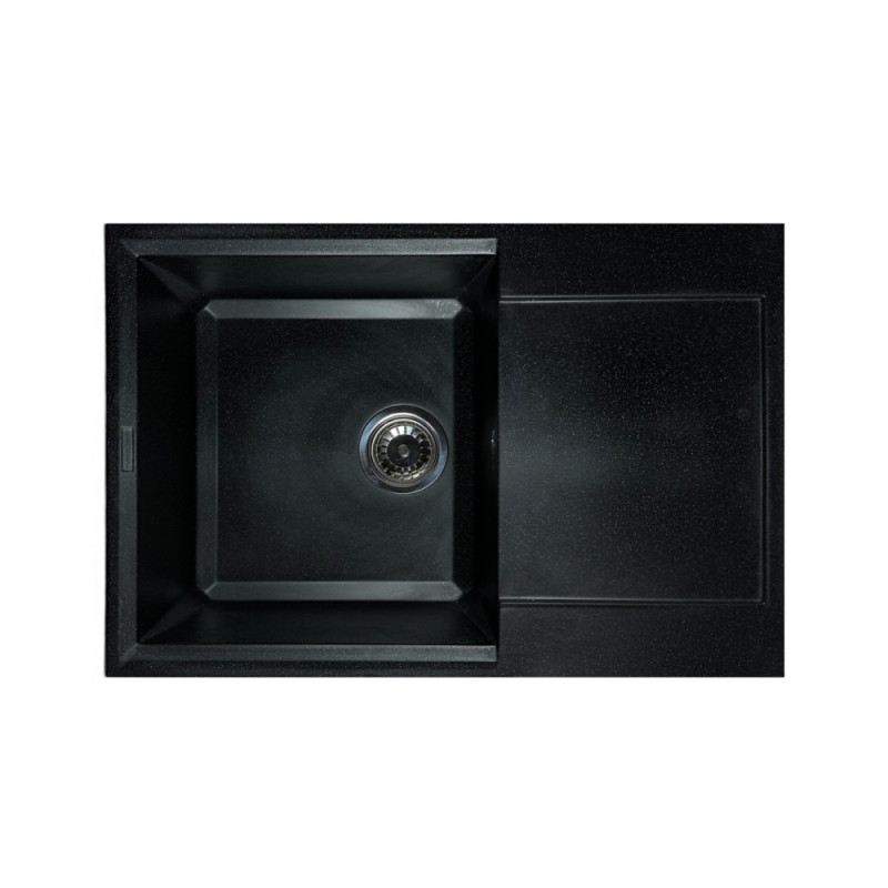 Adamant Набор кухонный Horizon Medium, искуственный камень, прямоуг., с крылом, 700х500х230мм, чаша - 1, врезная, черный + смеситель (4824296104403)