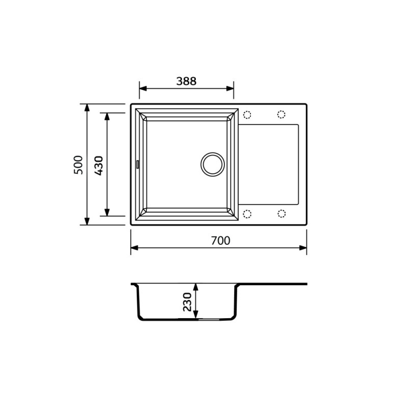 Adamant Набор кухонный Horizon Medium, искуственный камень, прямоуг., с крылом, 700х500х230мм, чаша - 1, врезная, черный + смеситель (4824296104403)