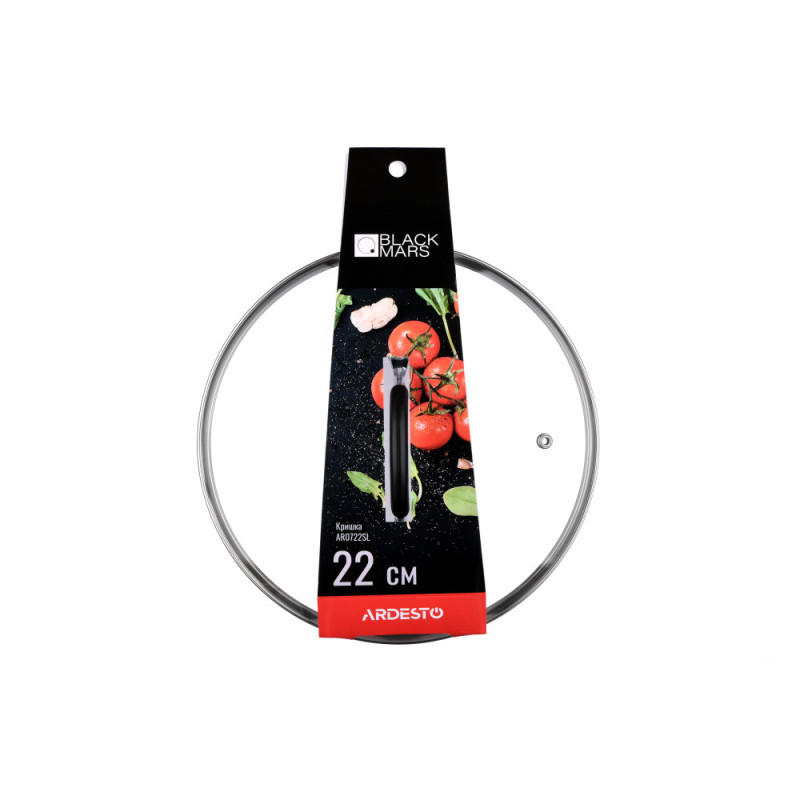 ARDESTO Lid Black Mars, 22cm, glass, stainless steel, silicone (AR0722SL)