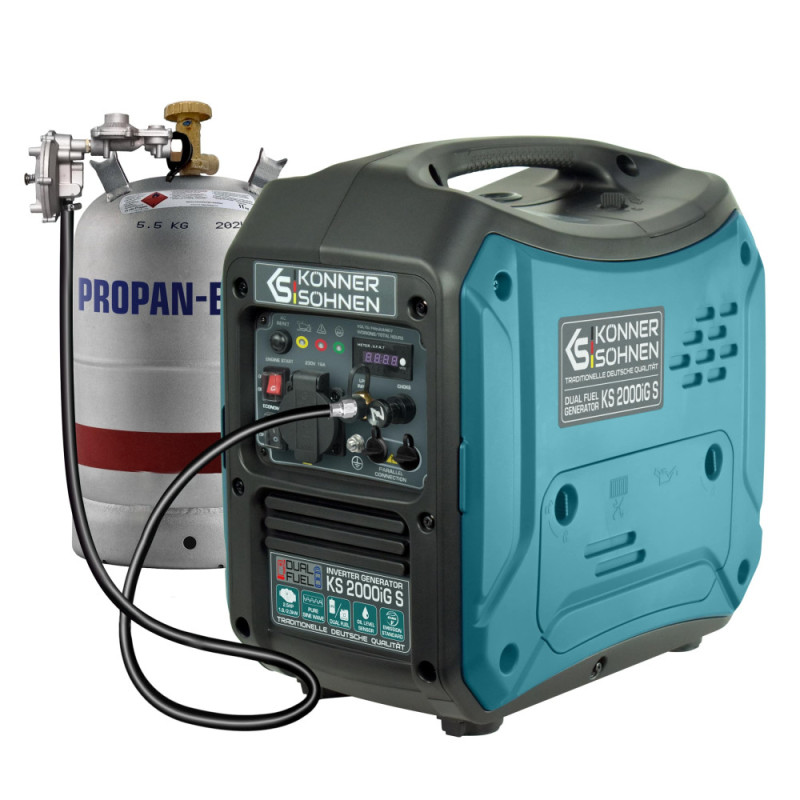 Könner & Söhnen LPG/gasoline inverter generator KS 2000iG S, 230V, 2.0kW, manual start, 19kg (KS2000IGS)