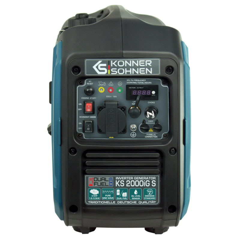 Könner & Söhnen LPG/gasoline inverter generator KS 2000iG S, 230V, 2.0kW, manual start, 19kg (KS2000IGS)