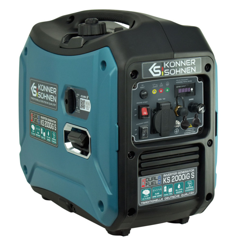 Könner & Söhnen LPG/gasoline inverter generator KS 2000iG S, 230V, 2.0kW, manual start, 19kg (KS2000IGS)
