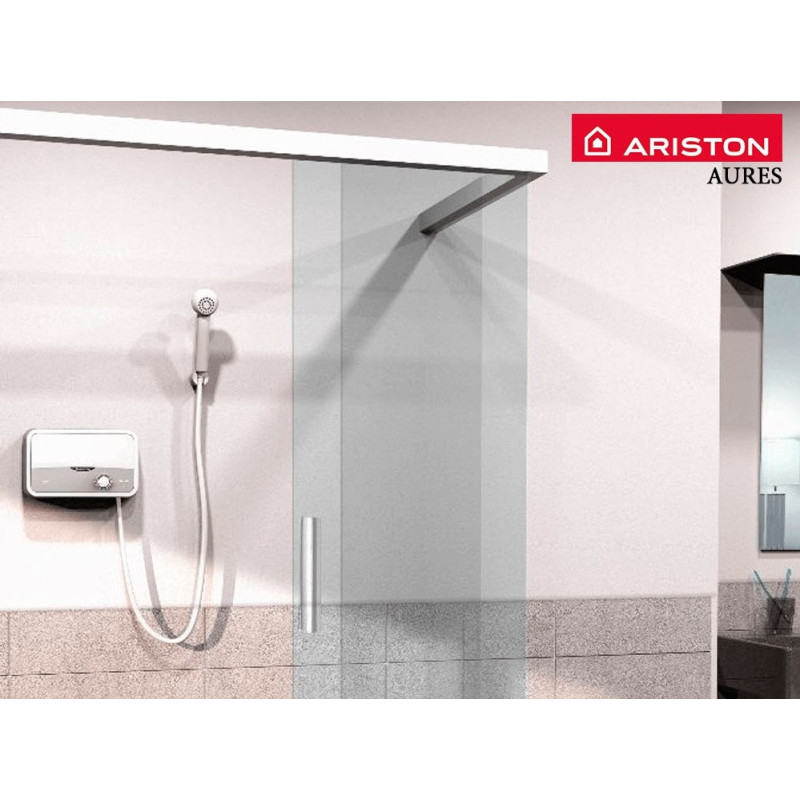 Ariston Водонагреватель Aures SF 5.5 COM электрический проточный, 5.5 кВт, 3.1 л/мин, A (3520018-V)