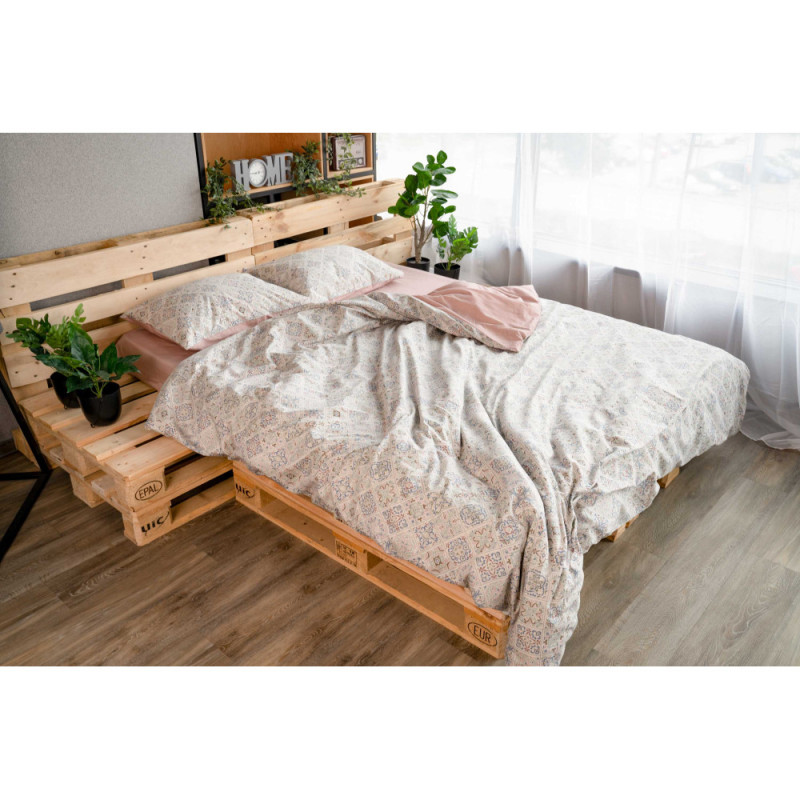 ARDESTO Bedding set 1.5 Gloria, sateen, duvet cover160x220cm, sheet 160x220cm, pillowcases (2) 50x70cm, 100% cotton, azulejo pink (ART1622LP)