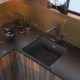 Deante Kitchen Sink granite, square, no drainboard, 500х440х230mm, bowl - 1, over(under)-mounted, anthracite + kitchen board (ZKM_T10A)