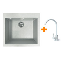 Adamant Набір кухонний Univer, штучний камінь, квадрат, без крила, 560х500х200мм, чаша - 1, врізна, Old stone + змішувач (4824296912110)