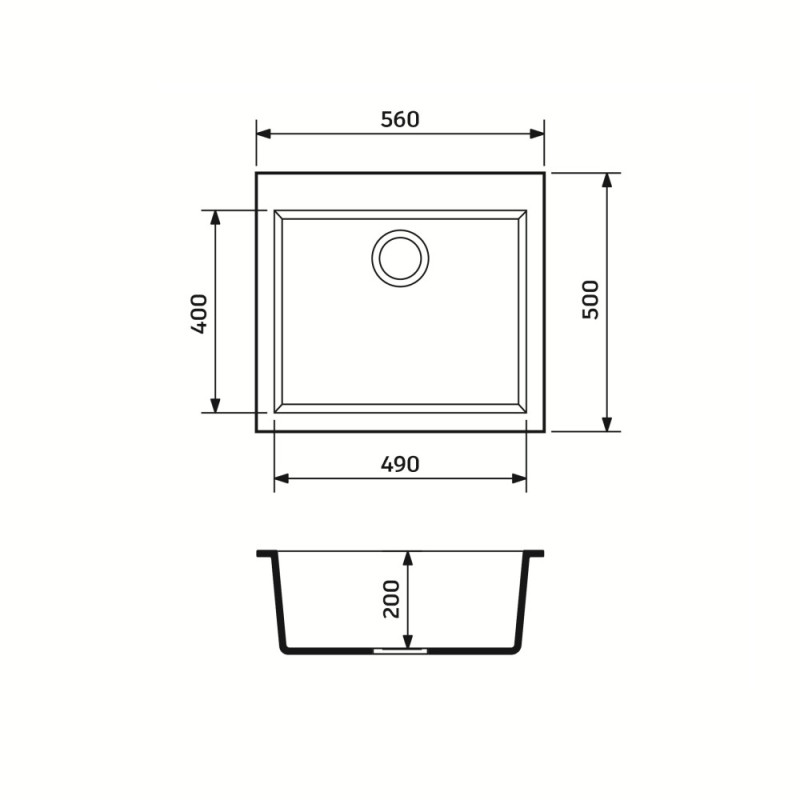 Adamant Kitchen set Univer, artificial stone, square, no drainboard, 560х500х200mm, bowl - 1, over-mounted, Old stone + mixer (4824296912110)