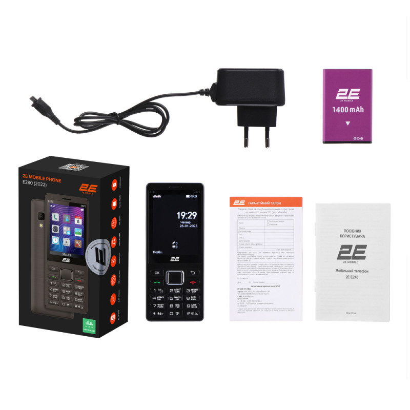 2E Mobile phone E280 2022 Dual SIM Black