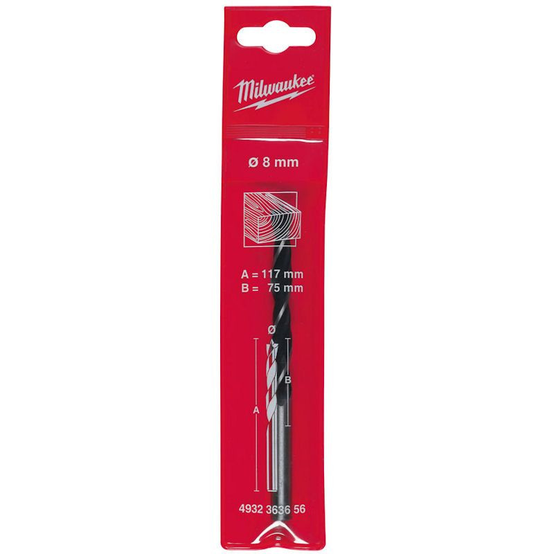 Milwaukee Twist Wood Drill, 8x75x117mm (4932363656)