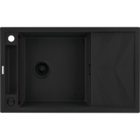 Deante Kitchen Sink granite, rectang., with drainboard, 820х500х219mm, bowl - 1, over-mounted, black matt (ZRM_N113)