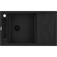Deante Kitchen Sink granite, rectang., with drainboard, 820х500х219mm, bowl - 1, over-mounted, black matt (ZRM_N113)