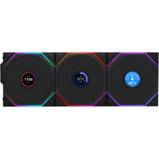 Кулер для корпуса Lian Li UNI Fan TL WIRELESS LCD 120-3, Black (G99.12TLLCD1W3B.00)