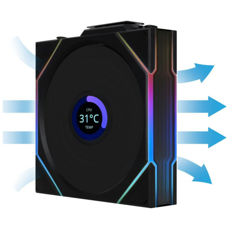 Кулер для корпуса Lian Li UNI Fan TL WIRELESS LCD 120-3, Black (G99.12TLLCD1W3B.00)