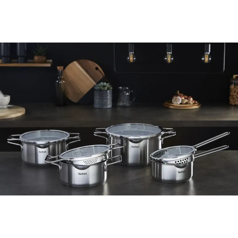 Tefal Nordica tableware set, 10 items, stainless steel, glass (H852SA56)