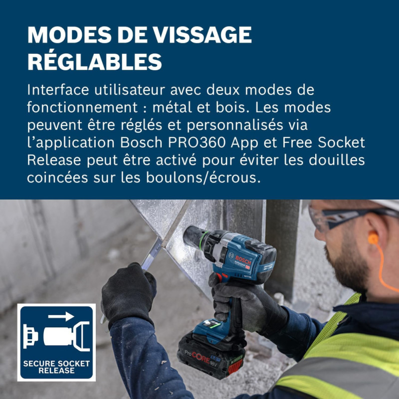 Bosch Bosch іmpact wrench GDS 18V-750C 18V up to 3000 rpm 270/380/750 Nm square 1/2  1.7 kg without battery and spare part (0.601.9L9.000)