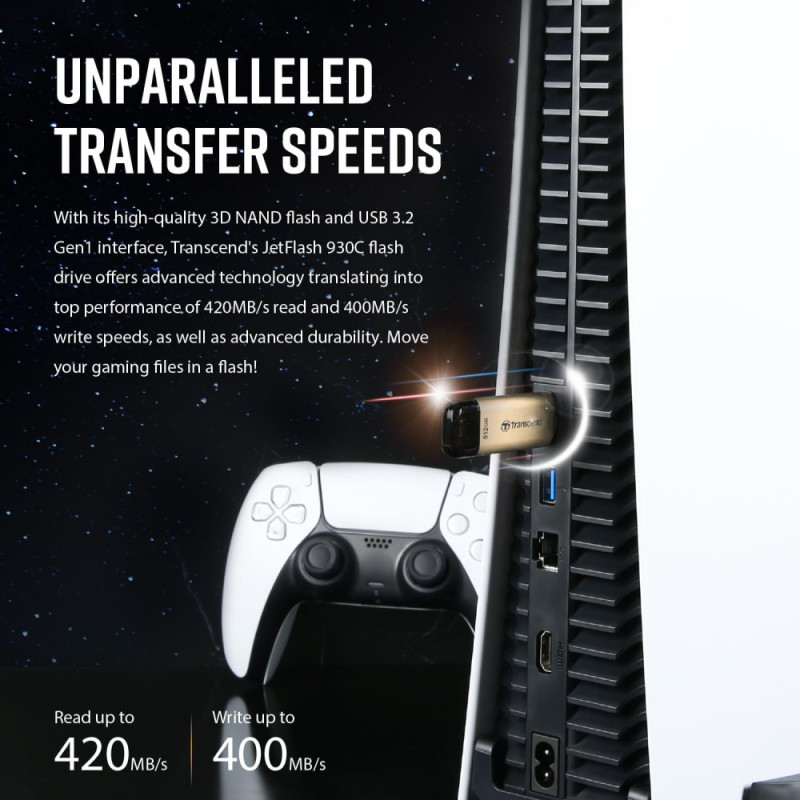 Transcend Накопичувач Transcend 512GB USB 3.2 Type-A + Type-C JetFlash 930 R420/W400MB/s Чорний (TS512GJF930C) Transcend Накопичувач Transcend 512GB USB 3.2 Type-A + Type-C JetFlash 930 R420/W400MB/s Чорний (TS512GJF930C)