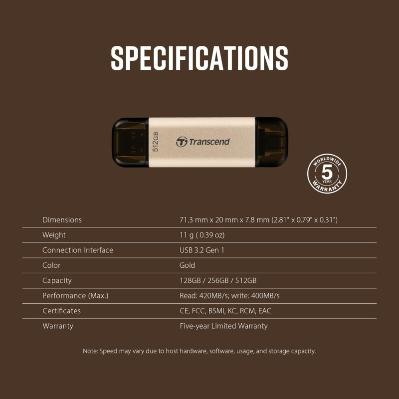 Transcend Накопичувач Transcend 512GB USB 3.2 Type-A + Type-C JetFlash 930 R420/W400MB/s Чорний (TS512GJF930C) Transcend Накопичувач Transcend 512GB USB 3.2 Type-A + Type-C JetFlash 930 R420/W400MB/s Чорний (TS512GJF930C)