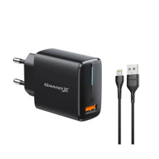 Зарядное устройство Grand-X Quick Charge QС3.0 22.5W + cableUSB-Lightning (CH-550BL)