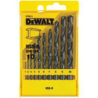 DeWALT set of drills for metal HSS-R, 10 pcs, 1-10 mm, case (DT5911)