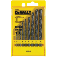 DeWALT set of drills for metal HSS-R, 10 pcs, 1-10 mm, case (DT5911)
