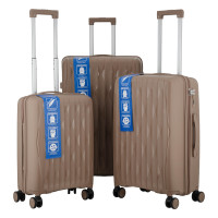 2E 2E Suitcase set 3in1, M7979, polypropylene, (L+M+S), lock (not TSA), anti theft zipper, 4 wheels, khaki (2E-PP-M7979-SET3-KH)