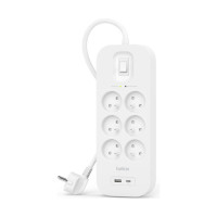 Мережевий фільтр живлення Belkin 6хТипE, 16А, USB-A/USB-C 18Вт, 2м (SRB002CA2M)