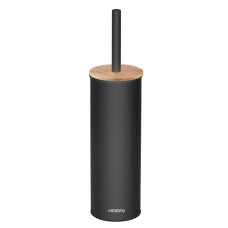 ARDESTO Toilet brush set with stand Minimalism 9.5x27.5/38cm, metal, polypropylene, bamboo, black (ARHB3503BB)
