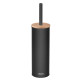ARDESTO Toilet brush set with stand Minimalism 9.5x27.5/38cm, metal, polypropylene, bamboo, black (ARHB3503BB)