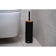 ARDESTO Toilet brush set with stand Minimalism 9.5x27.5/38cm, metal, polypropylene, bamboo, black (ARHB3503BB)
