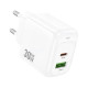 Зарядное устройство HOCO CS55A 1xUSB-C PD30W + 1xUSB QC3.0 white (6942007631549)
