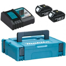 Makita Набір акумуляторів + зарядний пристрій 197952-5, LX BL1830 x 2шт (18В, 3Ач) + DC18RC, кейс Makpac1