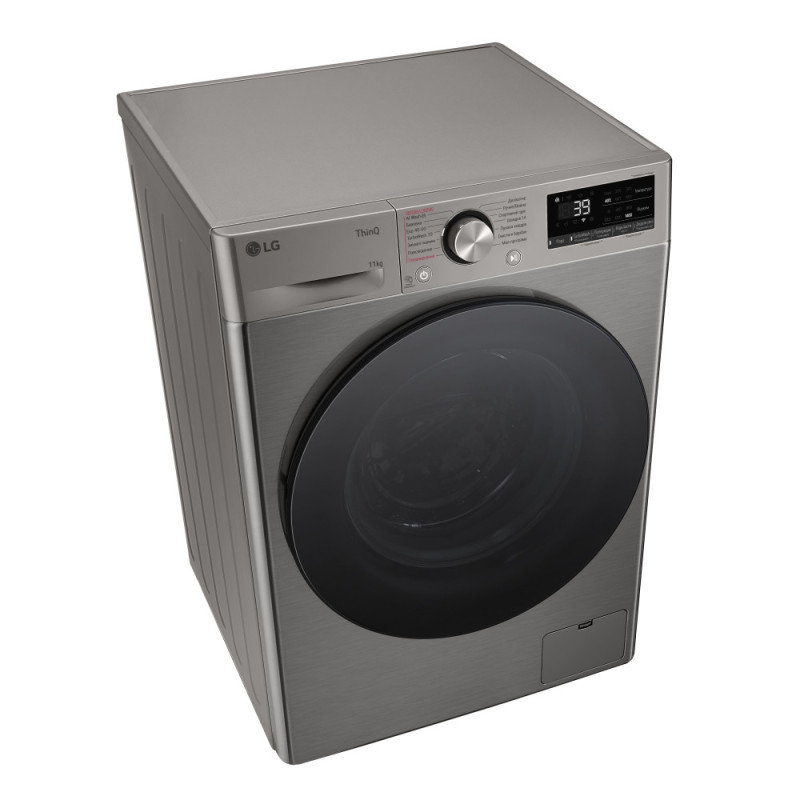 LG WM front load, 11kg, 1400, A, 57cm, display, steam, invertor, silver (F4Y7ES5P)