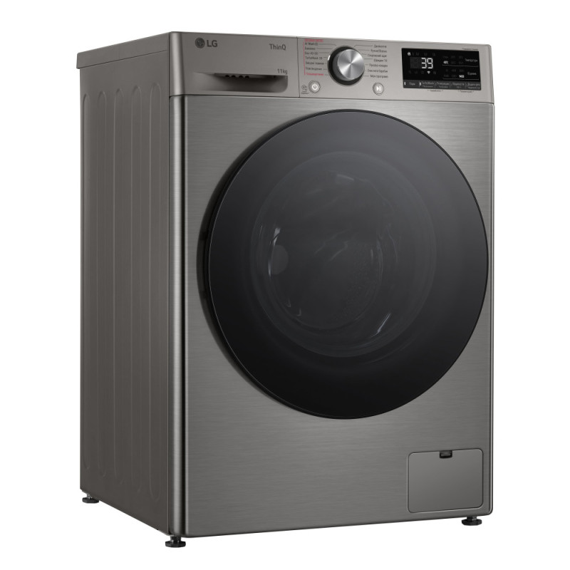 LG WM front load, 11kg, 1400, A, 57cm, display, steam, invertor, silver (F4Y7ES5P)