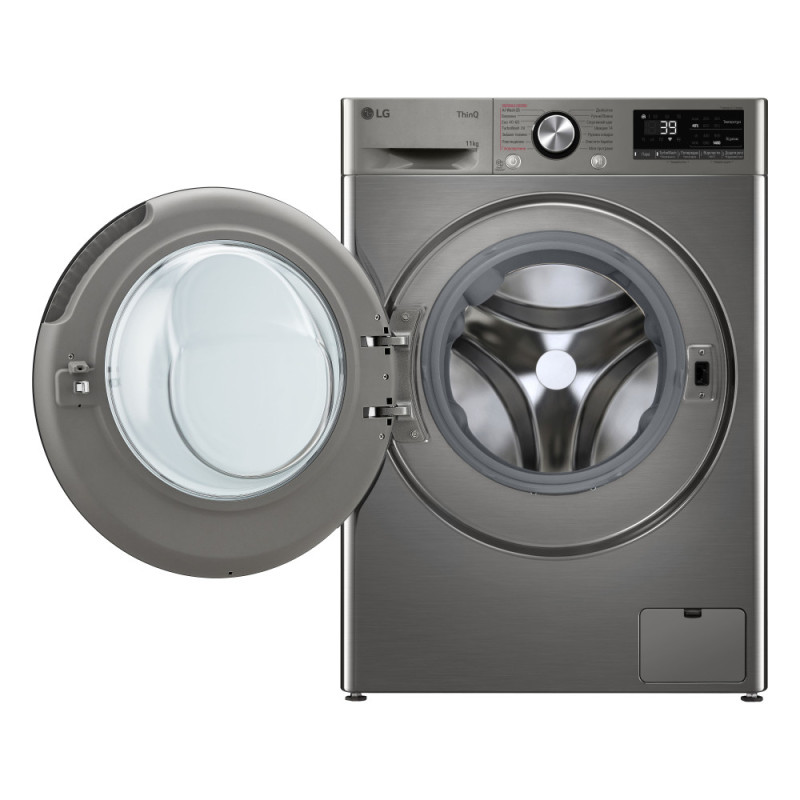 LG WM front load, 11kg, 1400, A, 57cm, display, steam, invertor, silver (F4Y7ES5P)