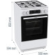 Gorenje Плита комбінована, 62л, 50x60см, дисплей, IconLed, емальовані, білий (GK5C60WJ)