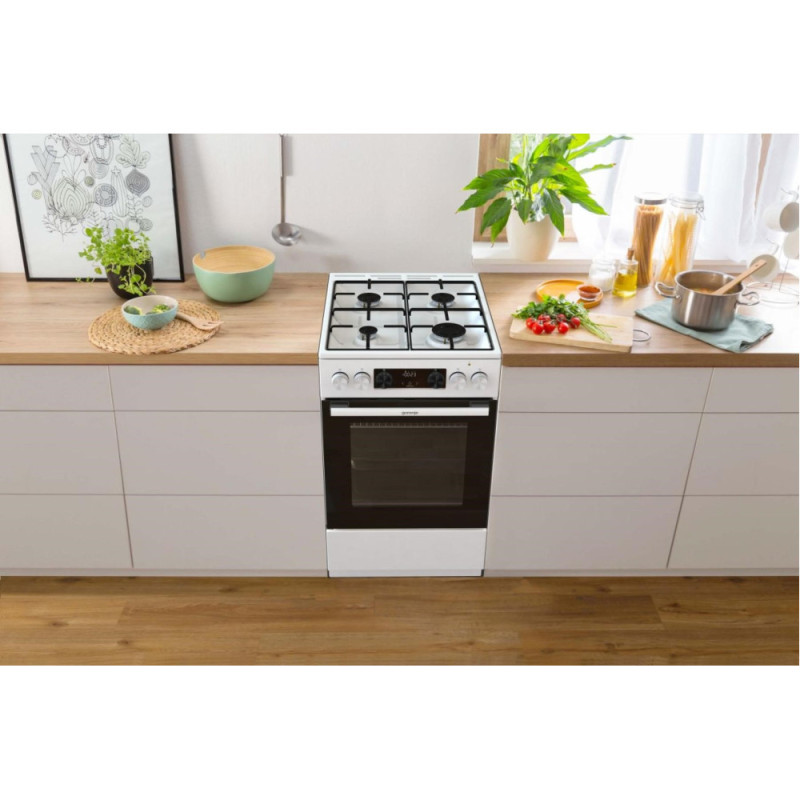 Gorenje Плита комбінована, 62л, 50x60см, дисплей, IconLed, емальовані, білий (GK5C60WJ)