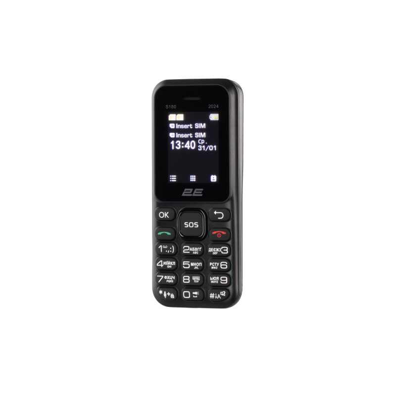 2E Мобильный телефон S180 2024 1.77" 2SIM, 600мА•ч, черный (694743653885)
