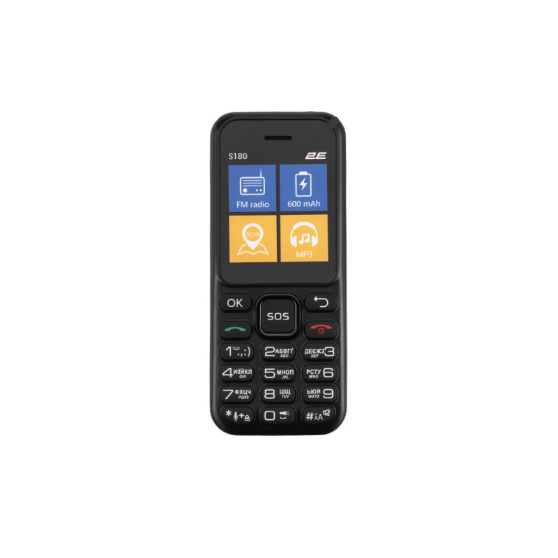 2E Мобильный телефон S180 2024 1.77" 2SIM, 600мА•ч, черный (694743653885)
