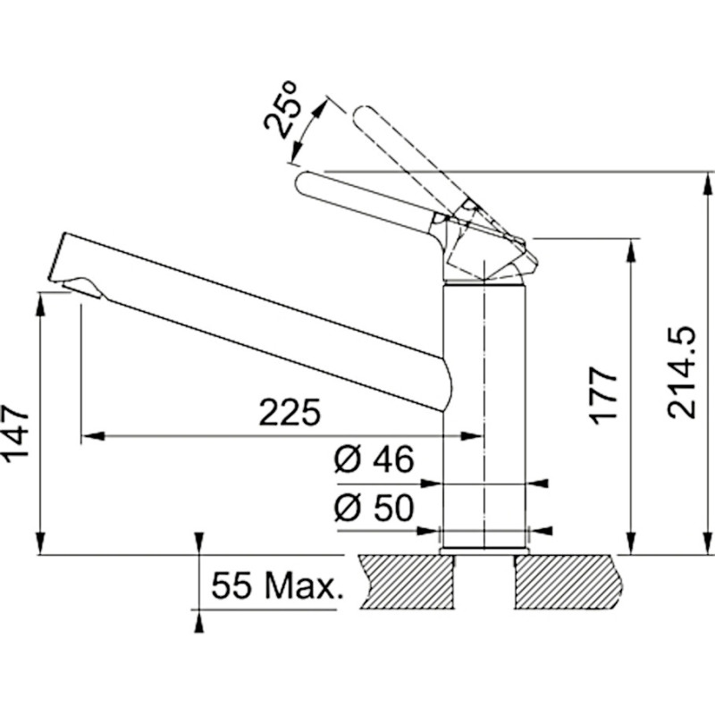 Franke Змішувач для кухні Franke Orbit, довж.виливу - 225мм, 1важіль, хром-онікс (115.0623.056)