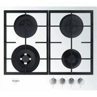 Whirlpool Gas hob on glass, 60 cm, cast iron, double burner, white (GOFL629WH)