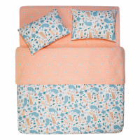 ARDESTO Bedding set 2.0 Gloria, sateen, duvet cover 200x220cm, bed sheet 230x240cm, pillowcases (2) 50x70cm, 100% cotton, cats light pink (ART2022CP)