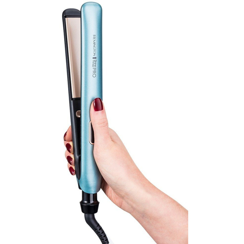 Remington Выпрямитель Shine Therapy PRO, 54Вт, темп.режимов-9, 150-230С, дисплей, ионизация, керамика, голубой (S9300)