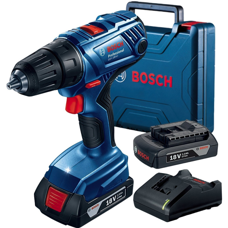 Bosch Cordless Drill Screwdriver GSR 180-LI, 18V 2х2Ah, 54Nm, 450/1700rpm, 1.6kg (0.601.9F8.109)