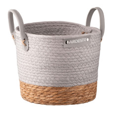ARDESTO Basket Minimalism 23x23x19cm, paper twine, cottail grass, grey (ARHC2506RG)