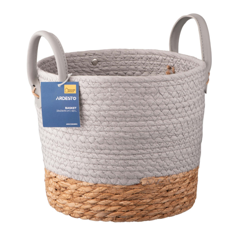 ARDESTO Basket Minimalism 23x23x19cm, paper twine, cottail grass, grey (ARHC2506RG) ARDESTO Basket Minimalism 23x23x19cm, paper twine, cottail grass, grey (ARHC2506RG)