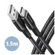 Дата кабель USB 2.0 AM to USB-C 1.5m black AXAGON (BUCM-AM15AB)