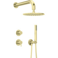 Deante Shower set Silia with mixer, shower head, hand shower, handle - concealed, brushed gold (NQS_R9YK)